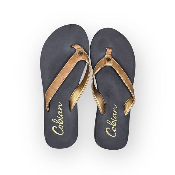 NWOT Cobian Womens T-Strap Skinny Bounce Slip-on Flip Flop Sandals Brown Size 7 - Picture 1 of 5